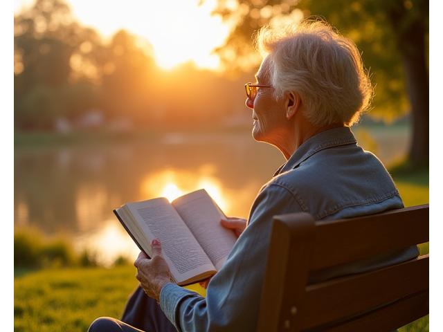 A serene outdoor setting with a person reading a physical book, their phone placed far away, symbolizing a digital detox and presence in nature.